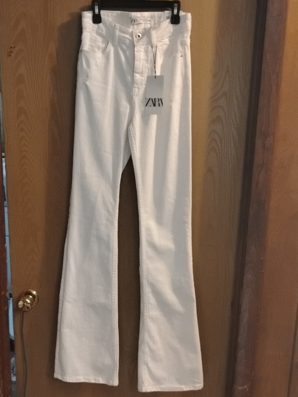 Zara White High-Rise Flare Jeans